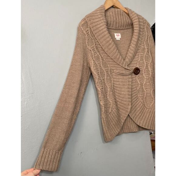Y2K 2000s Mossimo Shrug Size Medium Mocha Mousse Bolero Cardigan Cable Knit Boho - Picture 2 of 9